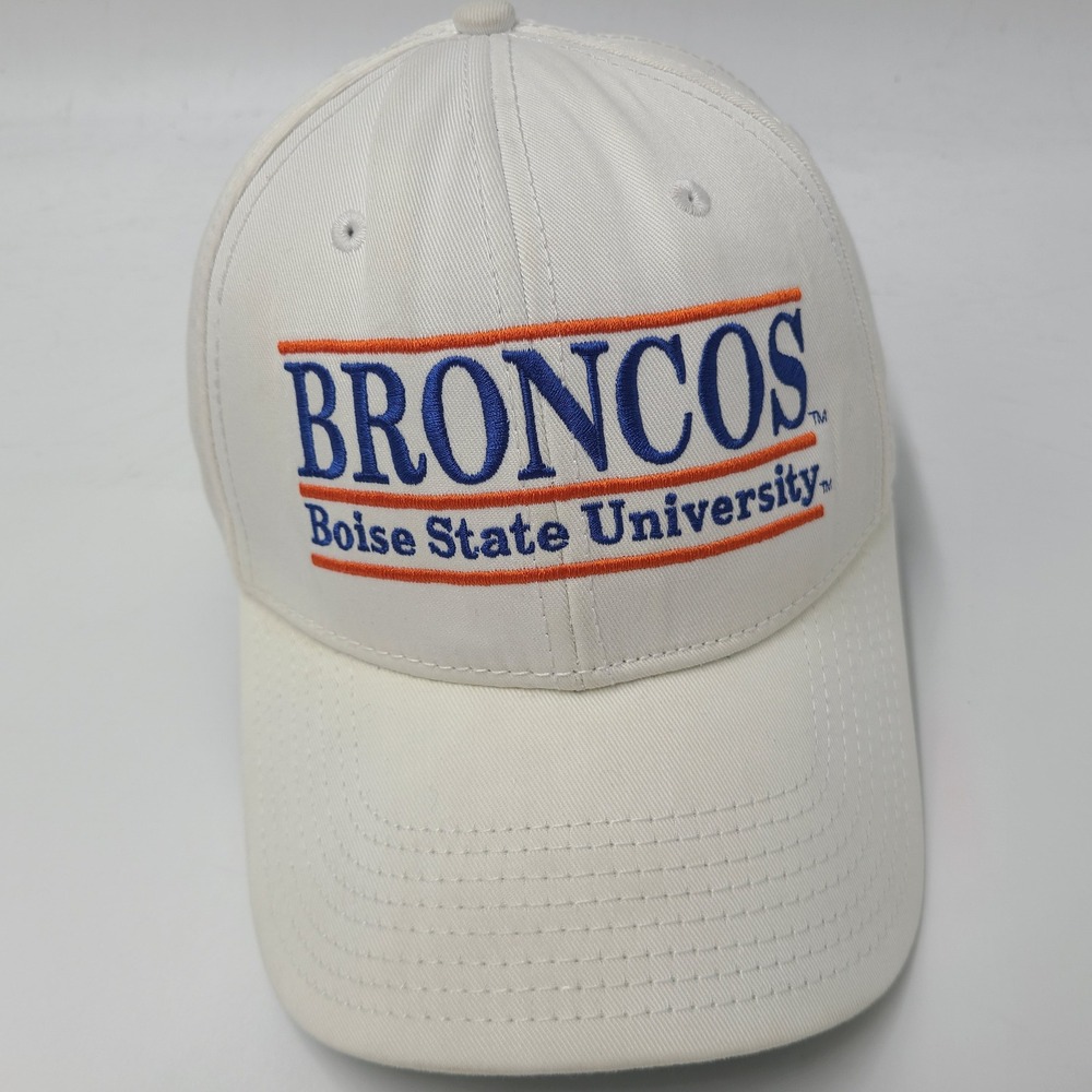 Vintage Boise State Broncos Hat Snapback The Game Split Bar White Blue NCAA Men